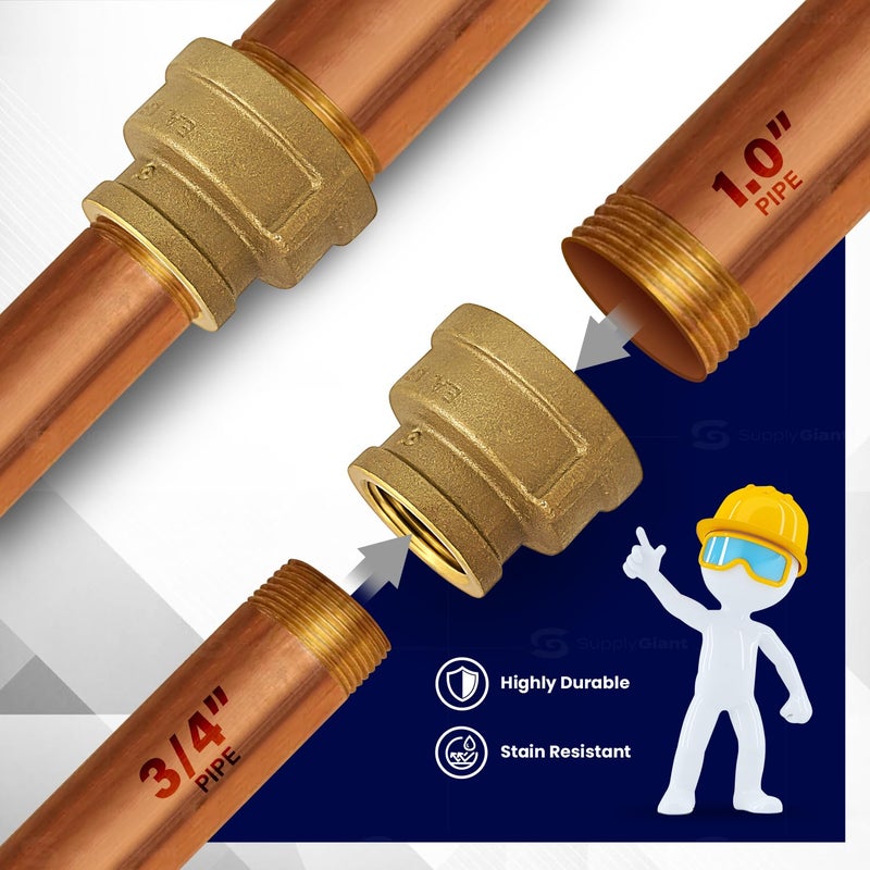 SUPPLYGIANT Supply Giant CSSD1002 1 x 3/4 Inch Lead-Free Brass Reducing Coupling with Female National Pipe Taper Threaded Ends, Brass Construction, Higher Corrosion Resistance, Economical & Easy to Install - Image 4